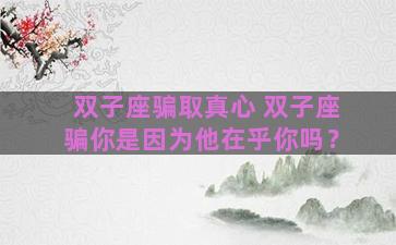 双子座骗取真心 双子座骗你是因为他在乎你吗？